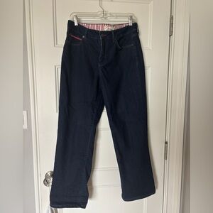 MiracleBody By Miracle Suit Dark Denim Jeans Stretch Spandex Straight Red Zipper